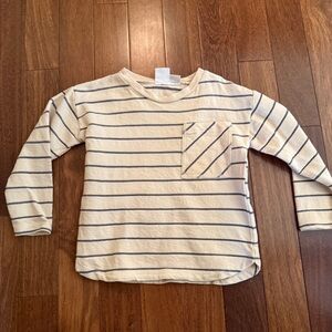 Zara Cream and Black Striped Long Sleeve Tee Size 3-4 years